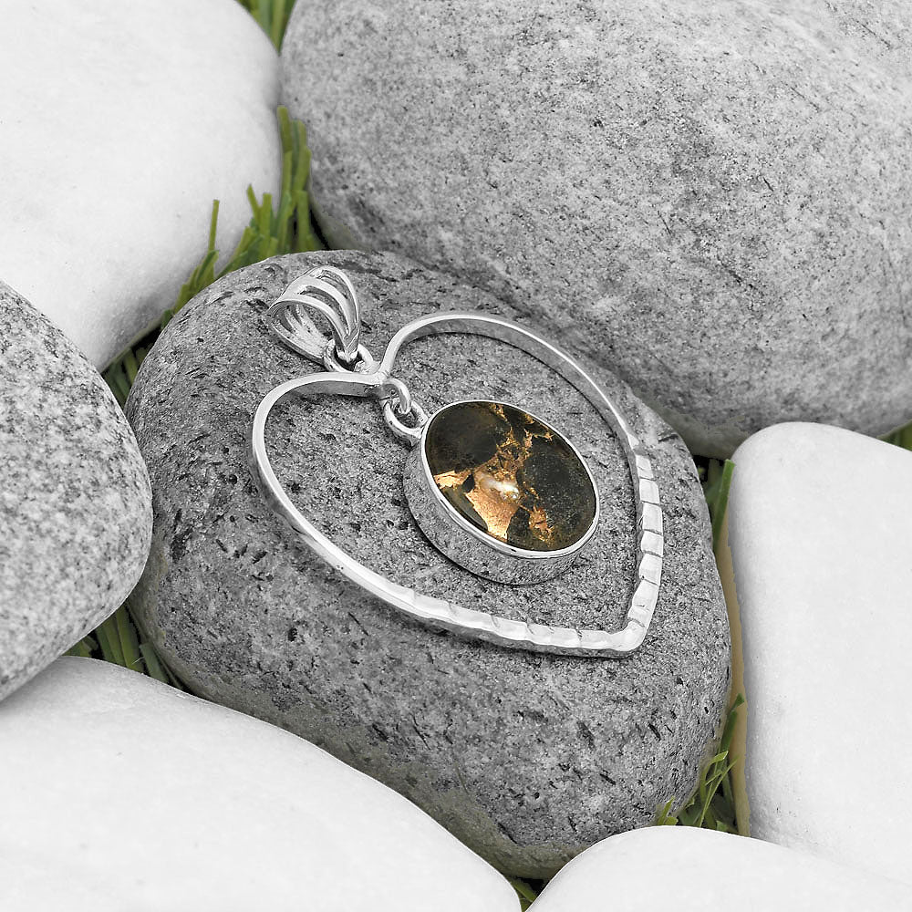 Heart - Natural Copper Abalone Shell Pendant P-1103 SDP135833-1