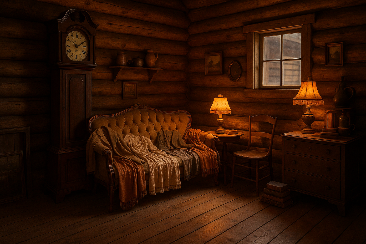 Vintage wooden cabin interior